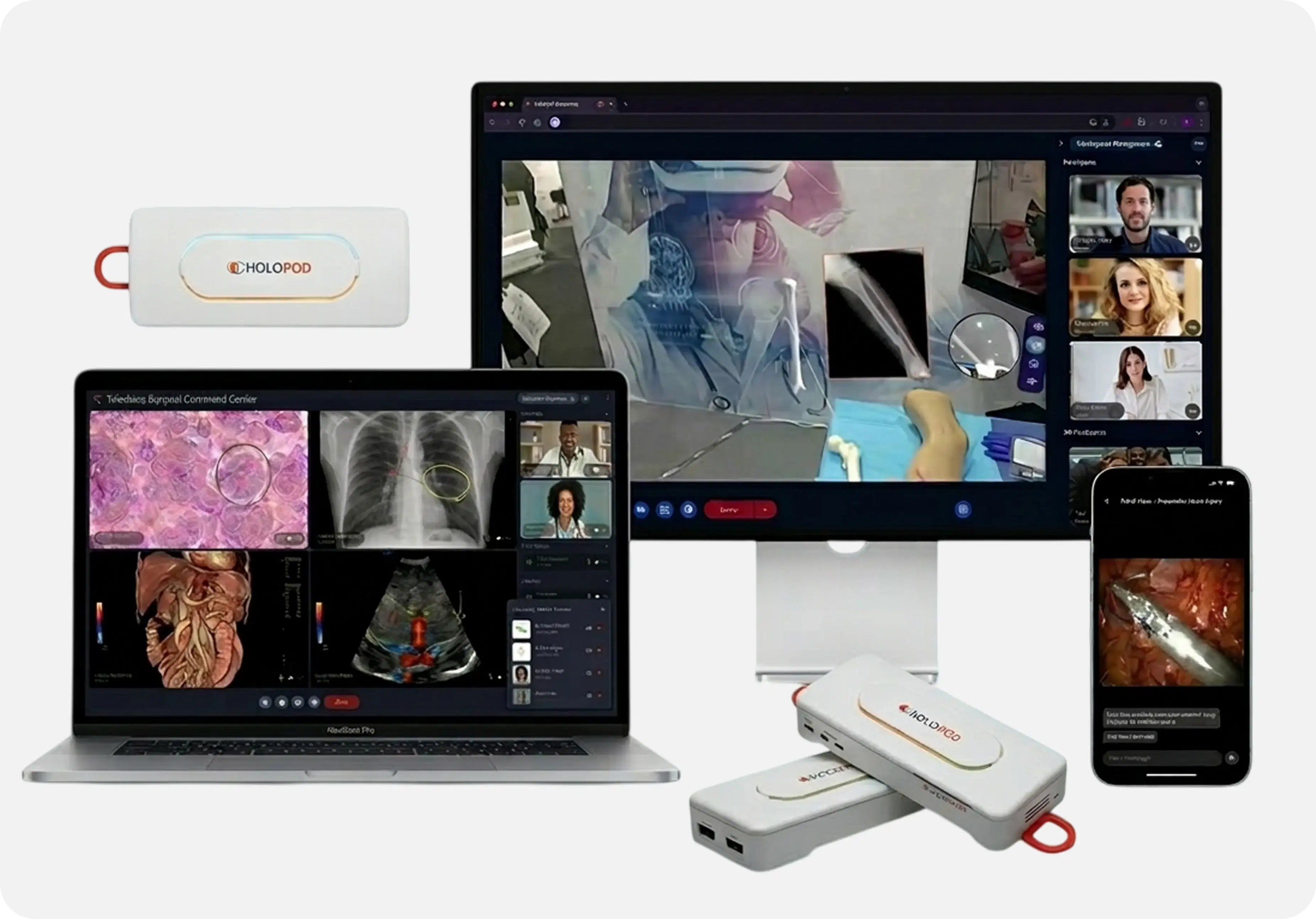 HoloRay platform showing mixed reality healthcare collaboration